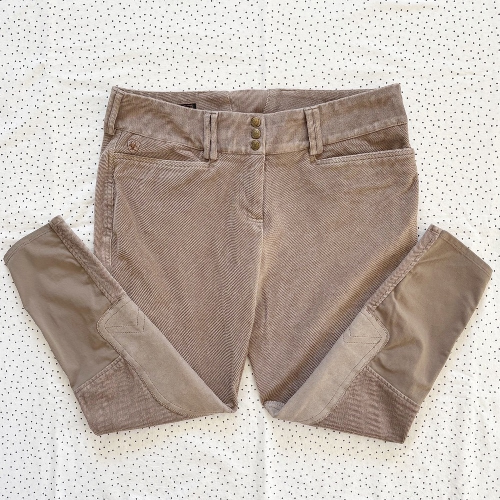 Bundle of 2 Women’s Ariat Corduroy Breeches Size 34R in Taupe Riding Equestrian - Picture 2 of 8